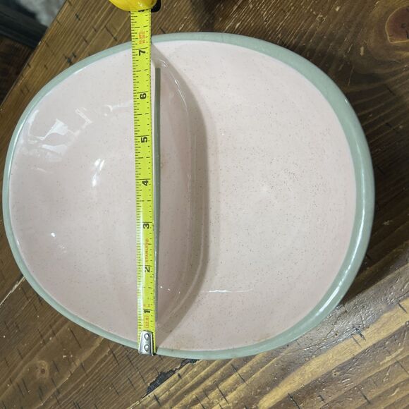 Harkerware Serving Bowl Divided Oval Pink  & Gray , Vintage , Cottagecore - Picture 5 of 5